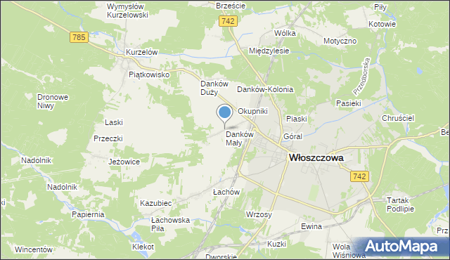 mapa Danków Mały, Danków Mały na mapie Targeo